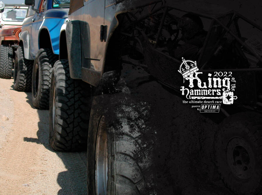 Five jeeps in a row on offroad trail. Taken at truck haven near Salton City, California.