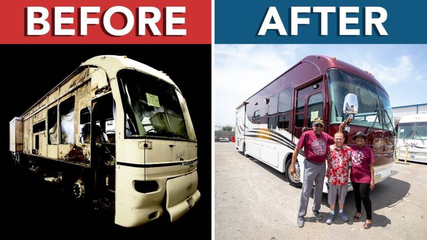 Before and After pictures of RV Repair