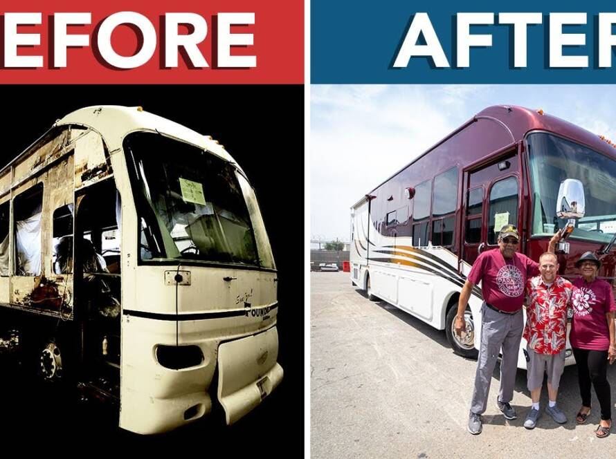 Before and After pictures of RV Repair